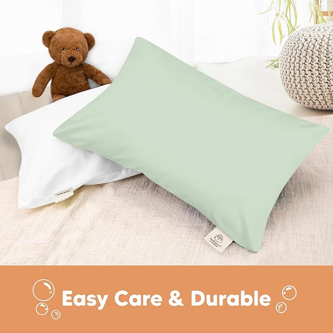 KeaBabies Toddler Pillowcase 13"x18" - Organic Cotton Toddler Pillowcase for Kids, Boys, Girls, Soft & Durable Cotton Cover for Miniature Sleepy Pillows, Cute Colors, Pillow Sold Separately (Sage)