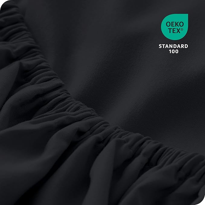 Bare Home 2-Pack Fitted Bottom Sheets Short Queen - Premium 1800 Ultra-Soft Wrinkle Resistant Microfiber - Deep Pocket (Short Queen, Black)