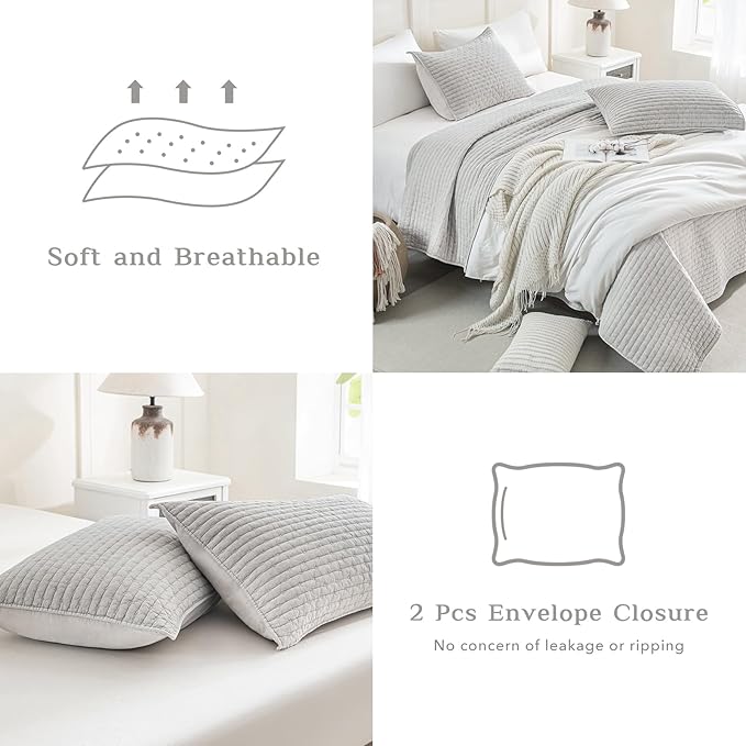 CozyTide Oversized King Quilt 120x120,Stone-Washed Cotton Oversized King Bedspread,3 Pieces Lightweight Ultra Soft Wheat Stitching Pattern California King Coverlet Set for All Season