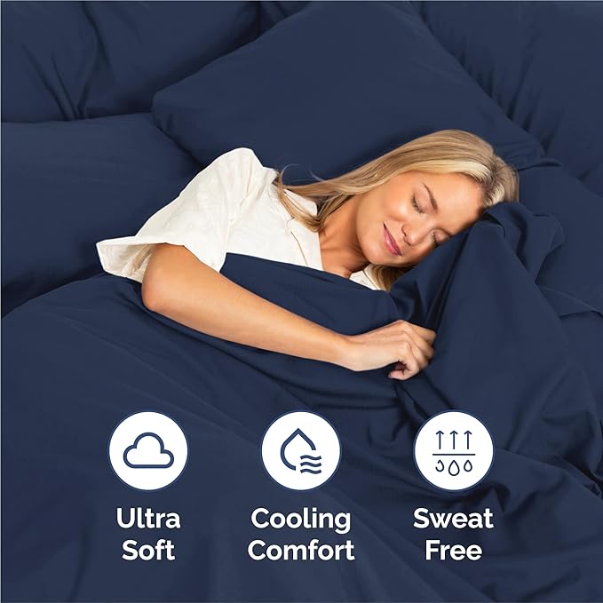 King 6 Piece Sheet Set - Comfy Breathable & Cooling - Ultra-Soft Hotel Luxury Bedding Set with 8-16 Inch Deep Pockets - 1 Flat & 1 Fitted Sheet & 4 Pillowcases - Wrinkle Free & Easy Care - Navy Blue