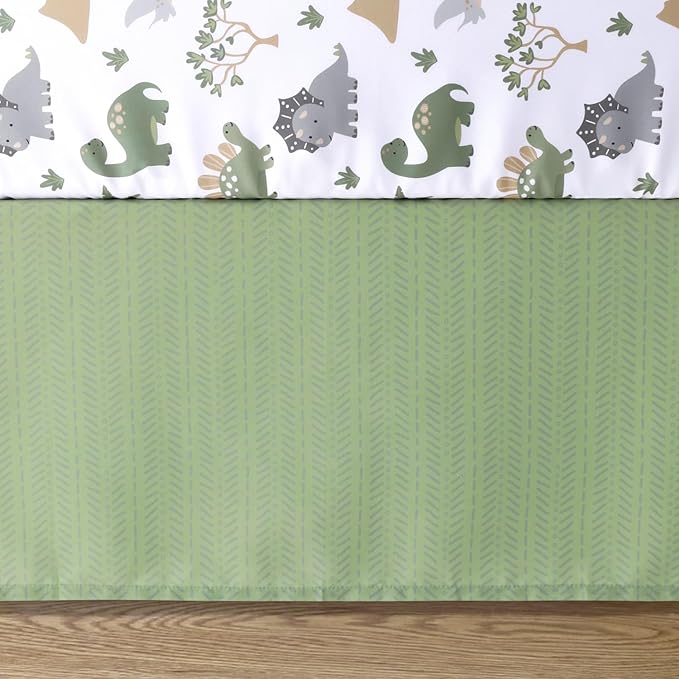 The Peanutshell 3 Piece Baby Crib Bedding Set for Boys - Newborn, Infant & Toddler Nursery Bed Set Decor with Fitted Crib Sheet, Dust Ruffle Comforter - Dinosaur Dreams