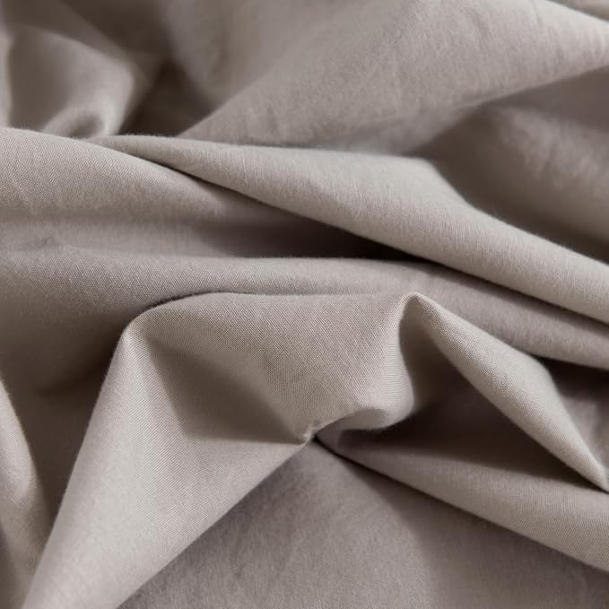 NEXHOME PRO Duvet Cover Set 100% Washed Cotton Super King 108"x98", Organic Natural Linen Look Textured 3 Pieces Bedding Set Warm Linen Grey with Zipper Closure, Breathable and Soft (No Comforter)