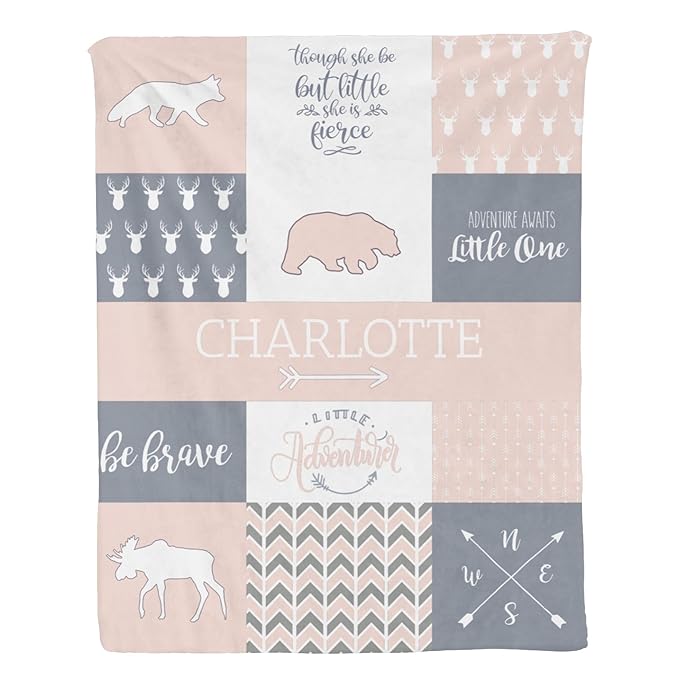 Custom Baby Blanket with Name, Thin Breathable Custom Baby Blanket for Kids Soft Flanne Swaddle Blankets Personalized Gifts for Infant Newborn Shower, Crystal Pink