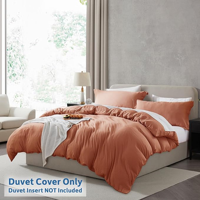 Nestl Rust California King Duvet Cover Sets - Soft Prewashed Cal King Duvet Cover, 3 Piece, with Zipper Closure, 1 Duvet Cover 104x98 inches and 2 Pillow Shams
