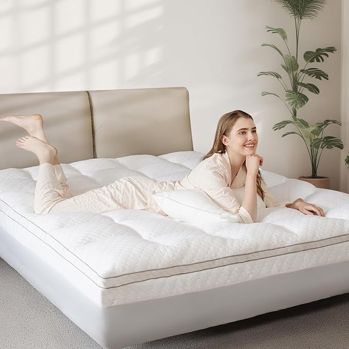 Dual Layer 3 Inch Memory Foam Mattress Topper King Size, 2 Inch Cooling Gel Memory Foam Plus 1 Inch Pillow Top Mattress Pad Cover, with 8-21 Inch Deep Pocket