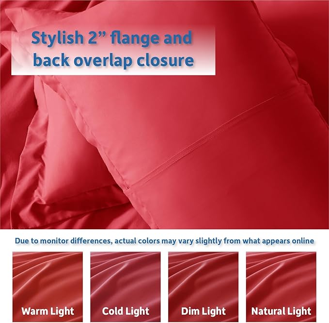 Nestl Red California King Duvet Cover Sets - Soft Double Brushed Cal King Duvet Cover, 3 Piece, with Button Closure, 1 Duvet Cover 104x98 inches and 2 Pillow Shams