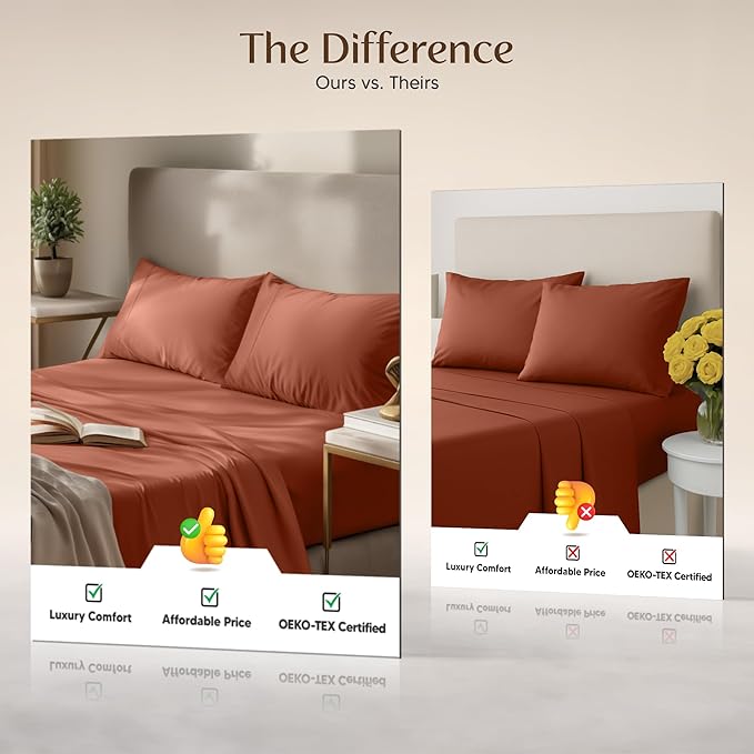 Utopia Bedding Twin Sheet Set – 3 Piece Bed Sheets for Cal King Size Bed, Soft and Breathable Microfiber, Includes 1 Fitted Sheet, 1 Flat Sheet and 2 Pillowcases (Orange)