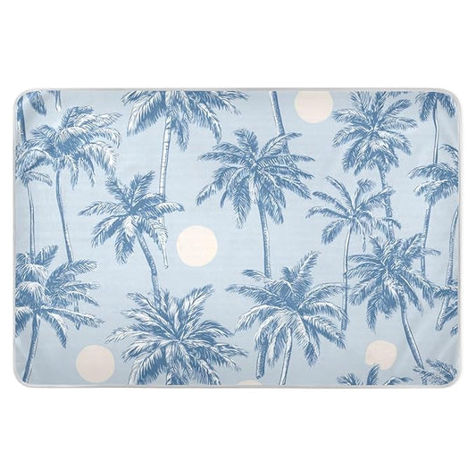 Waterproof Bed Pad Reusable Changing Pad Toddler Mattress Protector Large Pee Pad Baby Diaper Pad Soft Washable Liner Light Blue Palm Trees and Sun