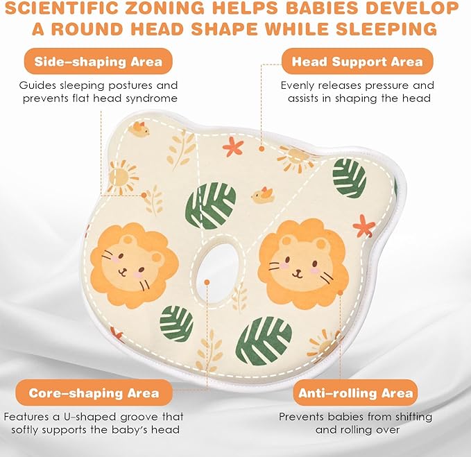 Memory Foam Pillow, Skin-Friendly & Breathable, Soft & Cosy, Easy Clean & Machine Washerable, Ideal for Perfect Head Shape, Infants Nursing Pillow for Boys & Girls (Pink)