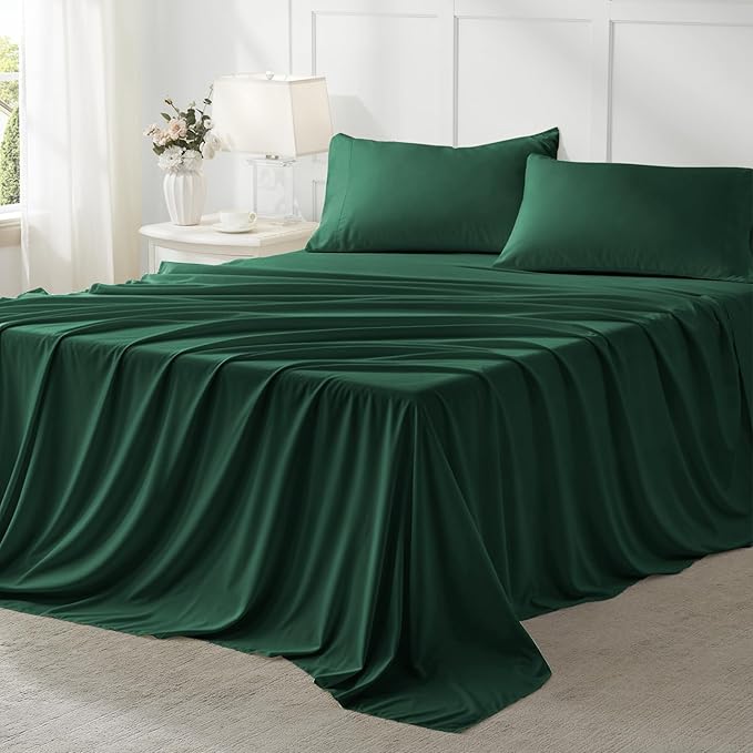 Anluoer Full Comforter Set 7 Piece, Emerald Green Bed in a Bag with Sheets, Comforters Full Size Bedding Sets with 1 Comforter, 2 Pillow Shams, 2 Pillowcases, 1 Flat Sheet,1 Fitted Sheet