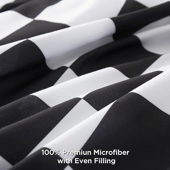 Andency Checkered Comforter Full(79x90Inch), Black White Plaid Gingham Bed Set for Teen Boys Kids, Lightweight Microfiber Geometric Preppy Bedding, 3 Pieces