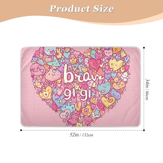 Waterproof Bed Pad Reusable Changing Pad Toddler Mattress Protector Large Pee Pad Baby Diaper Pad Soft Washable Liner Be Brave Girl Hearts and Stars Pink