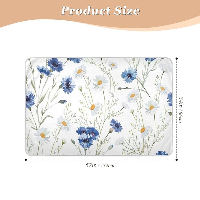 Waterproof Bed Pad Reusable Changing Pad Toddler Mattress Protector Large Pee Pad Baby Diaper Pad Soft Washable Liner White Daisy