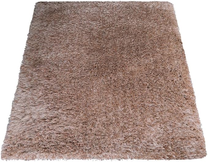 Rugsotic Carpets Hand Tufted SHAG Polyester ECO-Friendly Area Rugs - 5'x8', Rectangle, Beige, Solid Plain Design, High Pile Thick Handmade Anti Skid Area Rugs for Living Room, Bed Room K00111