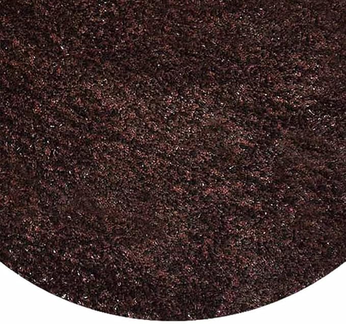 Hand Tufted SHAG Polyester ECO-Friendly Area Rugs - 6'x6', Round, Brown, Solid Plain Design, High Pile Thick Handmade Anti Skid Area Rugs for Living Room, Bed Room K00111