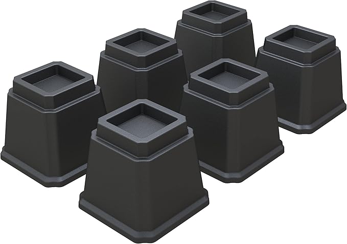 Bed Risers Heavy Duty 5 Inches Bed Elevators, Set of 6 Lifts Up 3,000 lbs Furniture Riser for Sofa and Table, Black