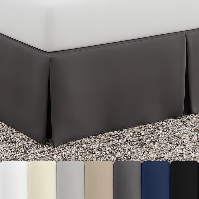 Bed Maker’s Never Lift Your Mattress Bed Skirt, Designed for Box Spring Beds, Split Corners, 14 Inch Drop Length, Twin, Grey