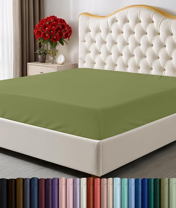 Utopia Bedding Queen Fitted Sheet - Bottom Sheet - Deep Pocket - Soft Microfiber - Shrinkage and Fade Resistant-Easy Care -1 Fitted Sheet Only (Olive)