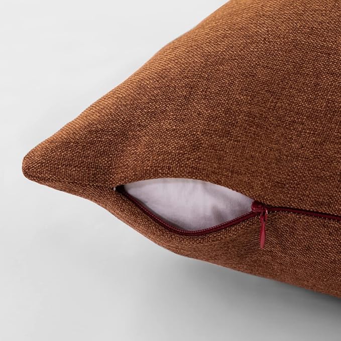 AMBERIS 2 Pillowcases (45×45cm)(Without Insert) Brown, Imitation Linen Decorative 2 Pillowcases (Without Insert) for Home Hotel