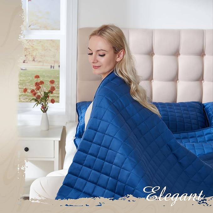 Luxury Velvet Quilt Set King Size, Comforter Set with Pillow Shams, Soft Lightweight Bedspread Coverlet Bedding Sets for All Seasons, Navy Blue