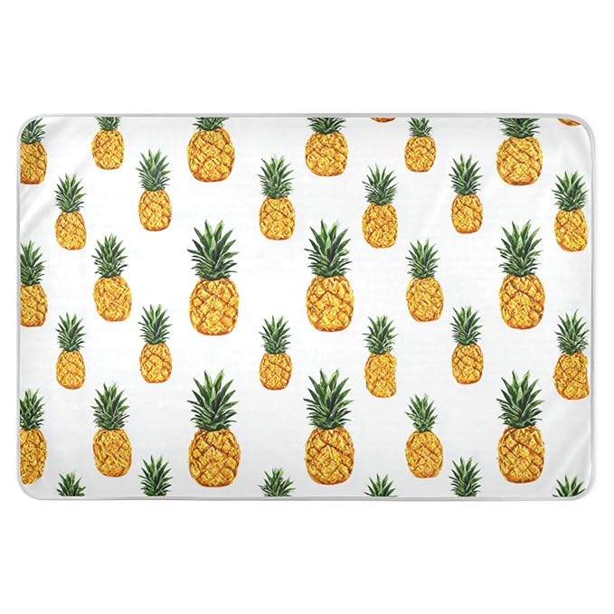 Waterproof Bed Pad Reusable Changing Pad Toddler Mattress Protector Large Pee Pad Baby Diaper Pad Soft Washable Liner White Pineapple