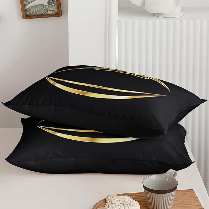 Football Comforter Sets,6 PCS Football Bedding Set,Kids Comforter Sets for Boys,Twin Black and Gold Bed Sets for Boys,Bed in A Bag with Sheets
