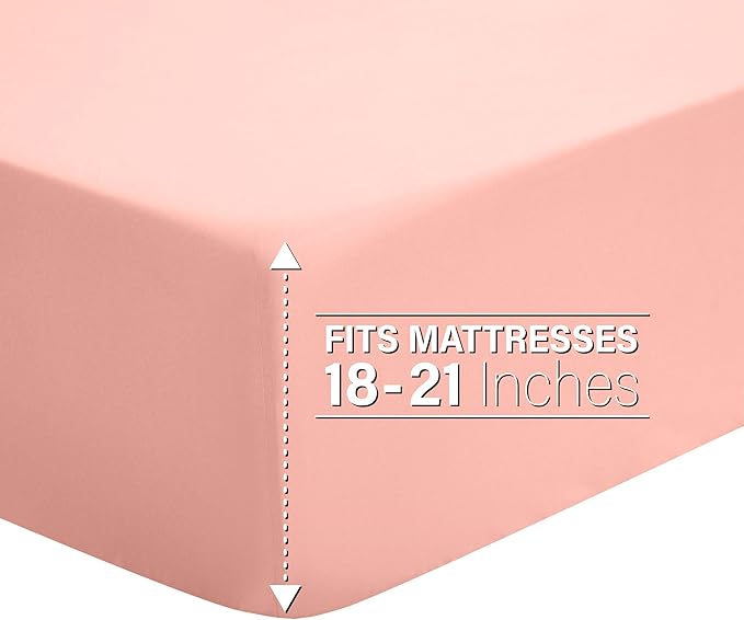 Modern Threads 6-Piece Bed Sheet Set - Deep Pocket, Soft Brushed Microfiber Sheets, Cool & Breathable for Mattress Up to 21 Inches, Includes 4 Pillowcases, Flat & Fitted Sheets, Cloud Pink Queen