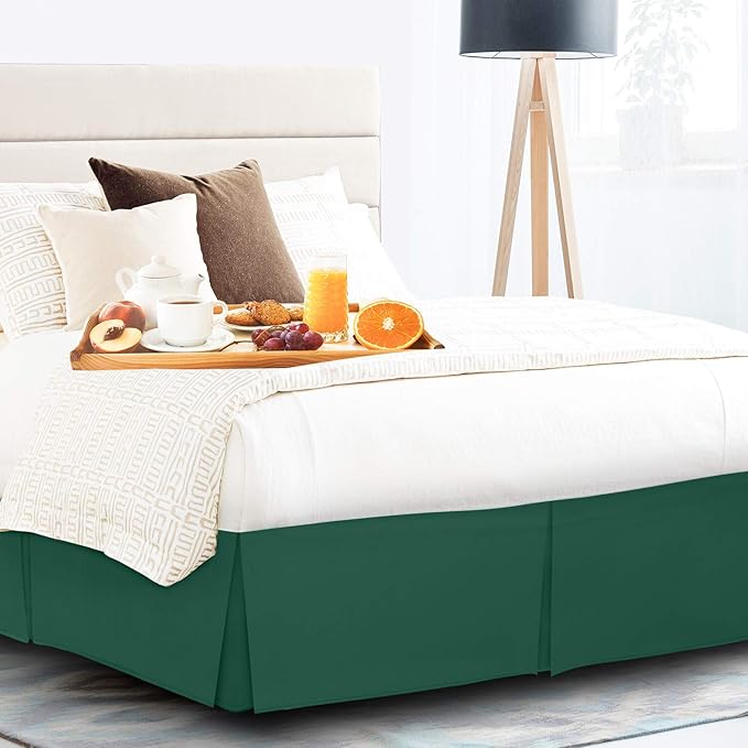 Nestl Hunter Green Bed Skirt King Size - King Bed Skirt 14 Inch Drop - Brushed Microfiber Bed Skirts - Hotel Quality Pleated Bed Skirt - Shrinkage & Fade Resistant