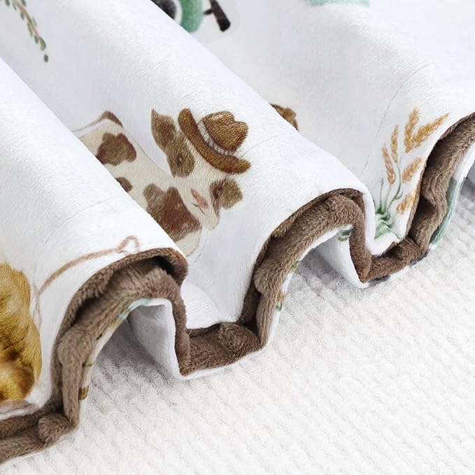 HOMRITAR Cows Baby Blankets for Boys, Super Soft Newborn Nursery Minky Blanket with Double Layer Dotted Backing, Cozy Printed Bed Throw Blanket, Farm Horse Animals 30 x 40 Inch