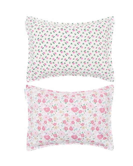 ALVABABY Toddler Pillowcases 2 Pack Organic Cotton Kids Pillow Cover Fit 13"x 18" or 14"x19" Envelope for Girl Sleepy Travel Pink Flower 2TPW38A
