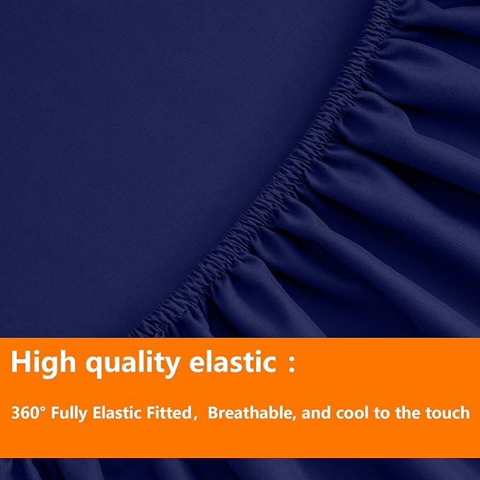 TAIMIT Navy Queen Size Comforter Set - 7 Pieces, Bed in a Bag Bedding Sets with All Season Soft Quilted Warm Fluffy Reversible Comforter,Flat Sheet,Fitted Sheet,2 Pillow Shams,2 Pillowcases