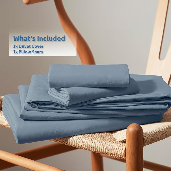 Nestl Twin Duvet Cover Set - Soft Double Brushed Stone Blue Duvet Cover Twin/Twin XL, 2 Piece, with Button Closure, 1 Duvet Cover 68x90 inches and 1 Pillow Sham