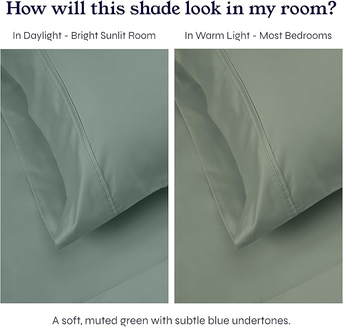 Duvet Cover Twin Cotton Only - Premium 400 Thread Count, Natural 100% Cotton Duvet Covers, Soft Sateen Weave, Button Closure and Corner Ties - Sage Green