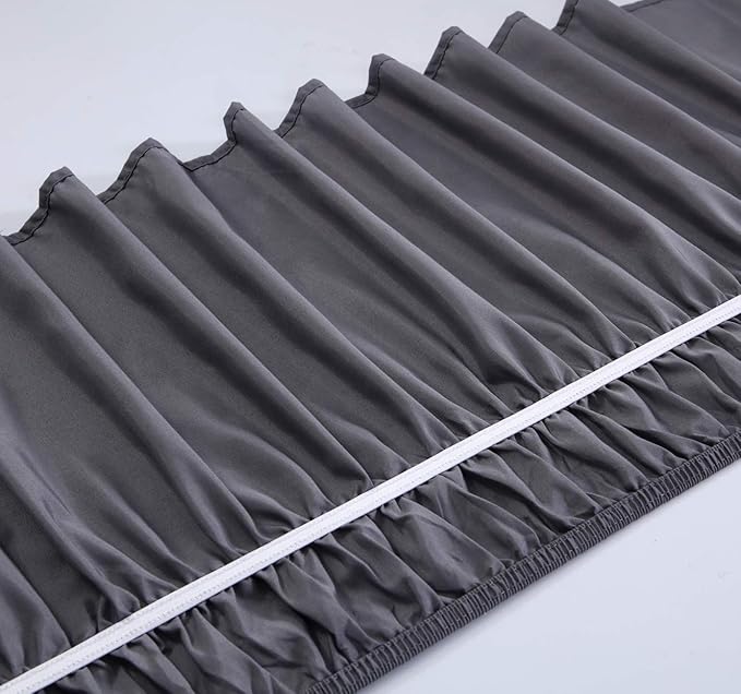 MEILA Wrap Around Bed Skirt Three Fabric Sides Elastic Dust Ruffled 24 Inch Tailored Drop,Easy to Install Fade Resistant-Dark Grey, Queen/King