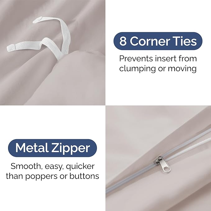 Duvet Cover Full Size - Extra Soft Full Size Duvet Cover - Lightweight, Breathable & Cozy - Easy Care & Fade Free w/ Zipper Closures & Ties - 80" x 90" Inches - (Light Grey) Comforter Not Included