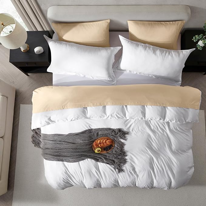 Nestl White Duvet Cover Queen Size - Soft Prewashed Queen Duvet Cover Set, 3 Piece, with Zipper Closure, 1 Duvet Cover 90x90 inches and 2 Pillow Shams