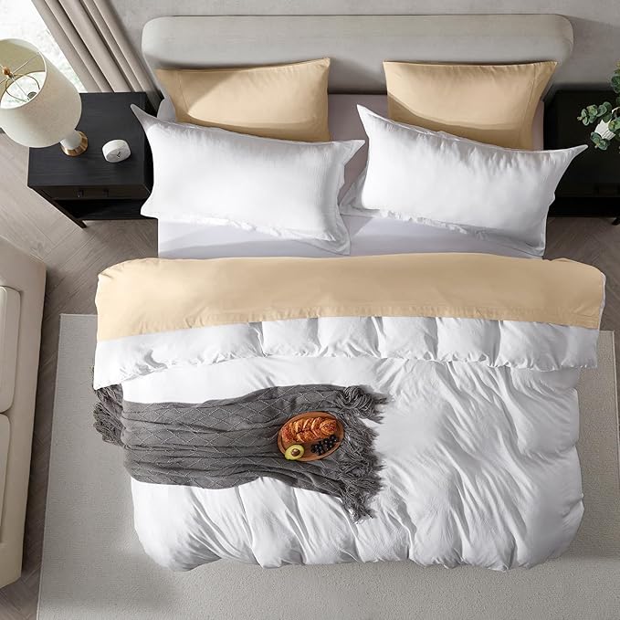 Nestl White Duvet Cover Full Size - Soft Prewashed Full Size Duvet Cover Set, 3 Piece, with Zipper Closure, 1 Duvet Cover 80x90 inches and 2 Pillow Shams - No Comforter