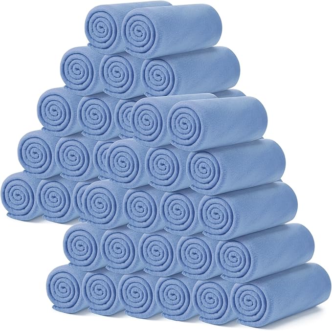 Kinlop Fleece Blanket Bulk 60 x 50 Inch Soft Lightweight Fleece Cozy Blanket Warm Throw Plush Pet Throw for Bed Couch Sofa Home Office Wedding Gifts Travel Camping(Soft Velvet Blue,40 Packs)