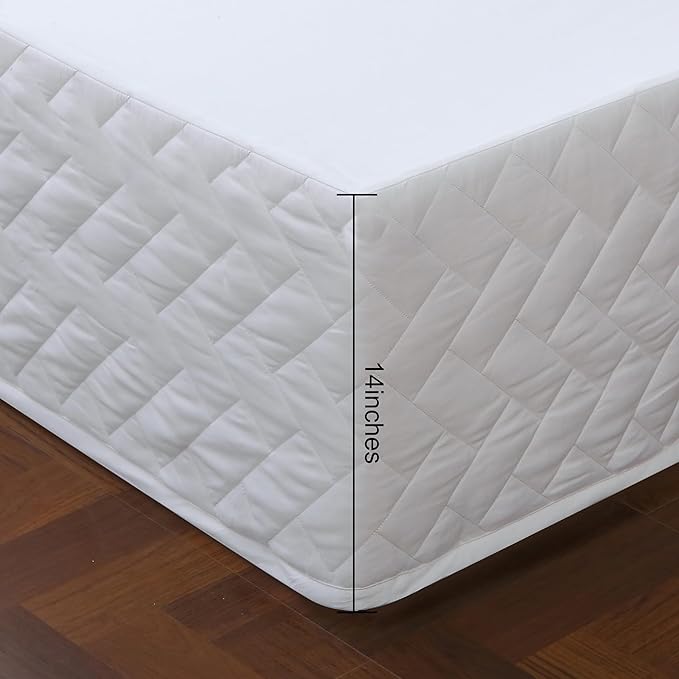 Full Bed Skirt-Box Spring Cover with 14 Inch Tailored Drop,Wrinkle and Fade Resistant Hotel Wrap Around Bed Skirts,Bed Frame Cover (Checkered White, Full)