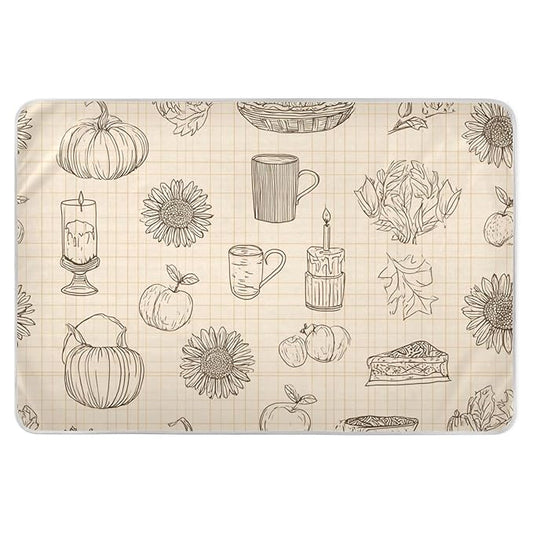 Waterproof Bed Pad Reusable Changing Pad Toddler Mattress Protector Large Pee Pad Baby Diaper Pad Soft Washable Liner Khaki Sketch Pumpkin Thanksgiving