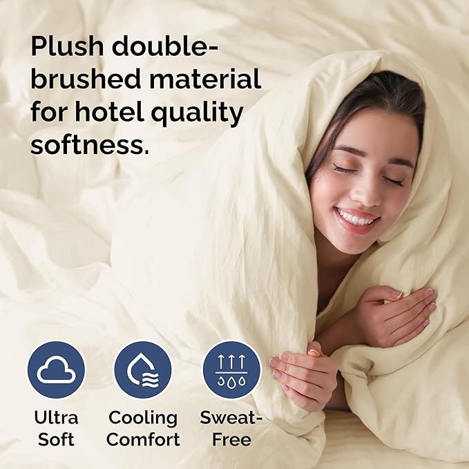 Duvet Cover Cal King Size - Extra Soft Cal King Size Duvet Cover - Lightweight, Breathable, Easy Care & Fade Free w/ Zipper Closures & Ties - 104" x 98" Inches - (Off White) Comforter Not Included