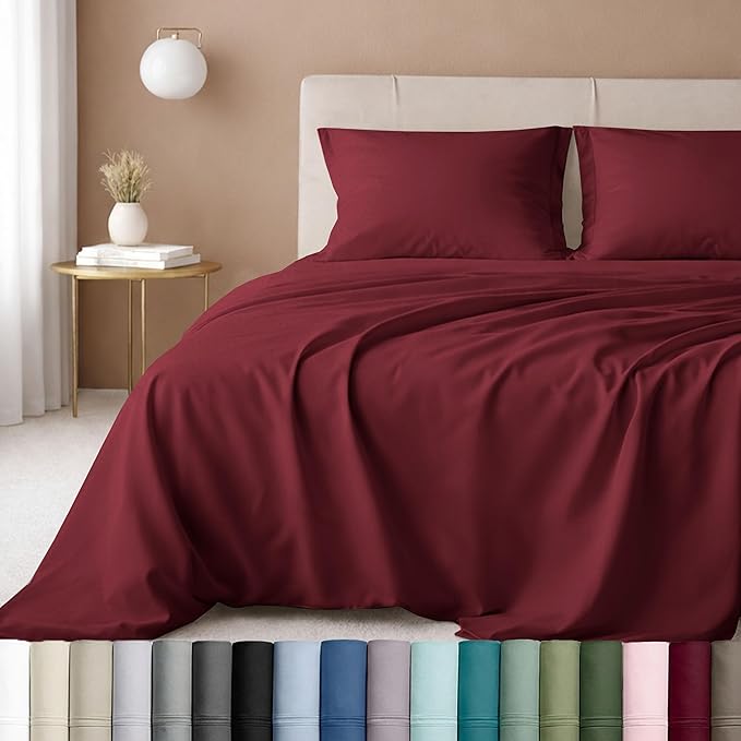 California Design Den 100% Cotton Twin Sheets Set - Luxury 600 Thread Count, Sateen Weave, Cooling Deep Pocket Sheets Twin Size Bed Set, Hotel Quality Silky Sheets - Brick Red