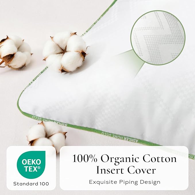 Ashler 12x20 Pillows Insert (Set of 4) - Throw Pillow Inserts with 100% Cotton Cover - Lumbar Pillow Sofa Stuffer Pillow Inserts -Decorative White Couch Pillow