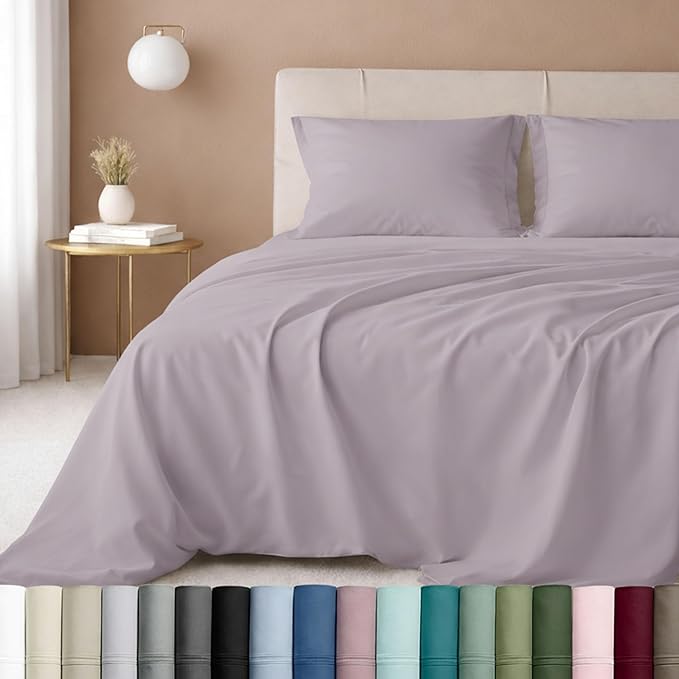 California Design Den - Luxury Full Size Sheet Set - 100% Cotton, 600 Thread Count Deep Pocket Full Size Bed Sheets, Hotel-Quality Cooling Sheets with Sateen Weave - Lavender