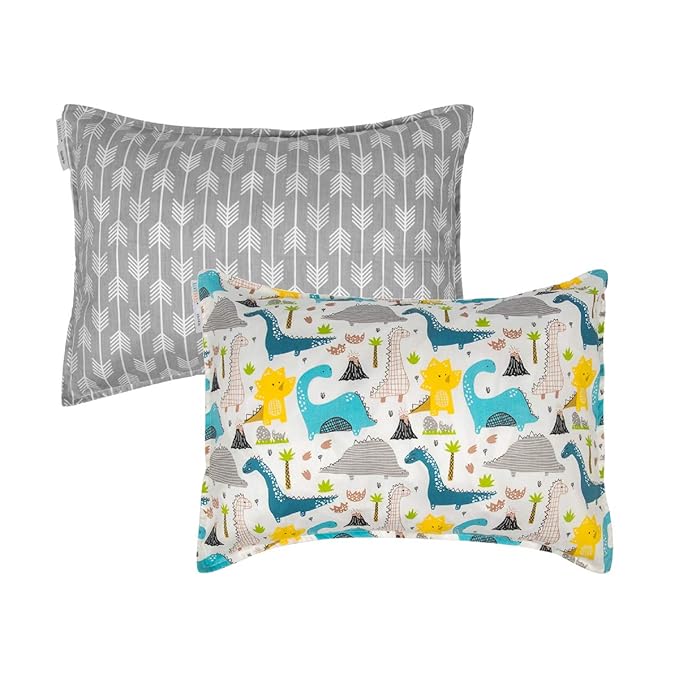 ALVABABY Toddler Pillowcases 2 Pack Organic Cotton Kids Pillow Cover Fit 13"x 18" or 12"x16" Envelope for Girl Boy Sleepy Travel