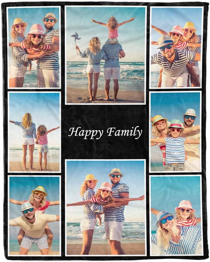 Custom Blankets with Photos, 8 Photos Customized Blanket Personalized Photo Blanket Personalized Birthday Gifts for Women Men Baby Child