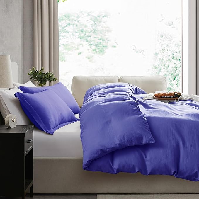 Nestl Royal Blue Duvet Cover Queen Size - Soft Prewashed Queen Duvet Cover Set, 3 Piece, with Zipper Closure, 1 Duvet Cover 90x90 inches and 2 Pillow Shams