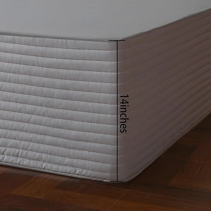 Full Bed Skirt-Box Spring Cover with 14 Inch Tailored Drop,Wrinkle and Fade Resistant Hotel Wrap Around Bed Skirts,Bed Frame Cover (Horizontal Stripe Gray, Full)