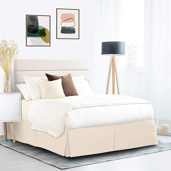 Nestl Cream Bed Skirt King Size - King Bed Skirt 14 Inch Drop - Brushed Microfiber Bed Skirts - Hotel Quality Pleated Bed Skirt - Shrinkage & Fade Resistant