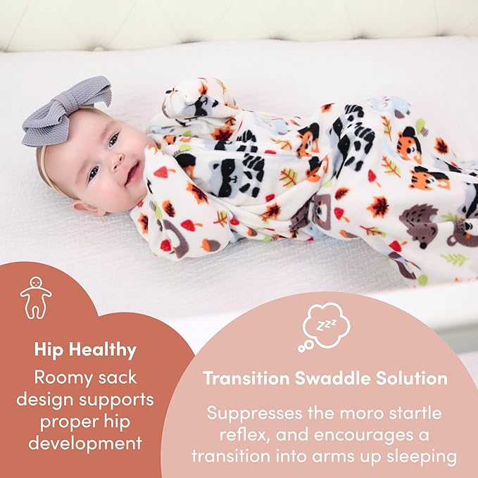 SleepingBaby Zipadee-Zip Transition Swaddle - Cozy Fleece Wearable Blanket with Two-Way Zipper for Baby Sleep - Fleece Basil, X-Small (3-6 Month)